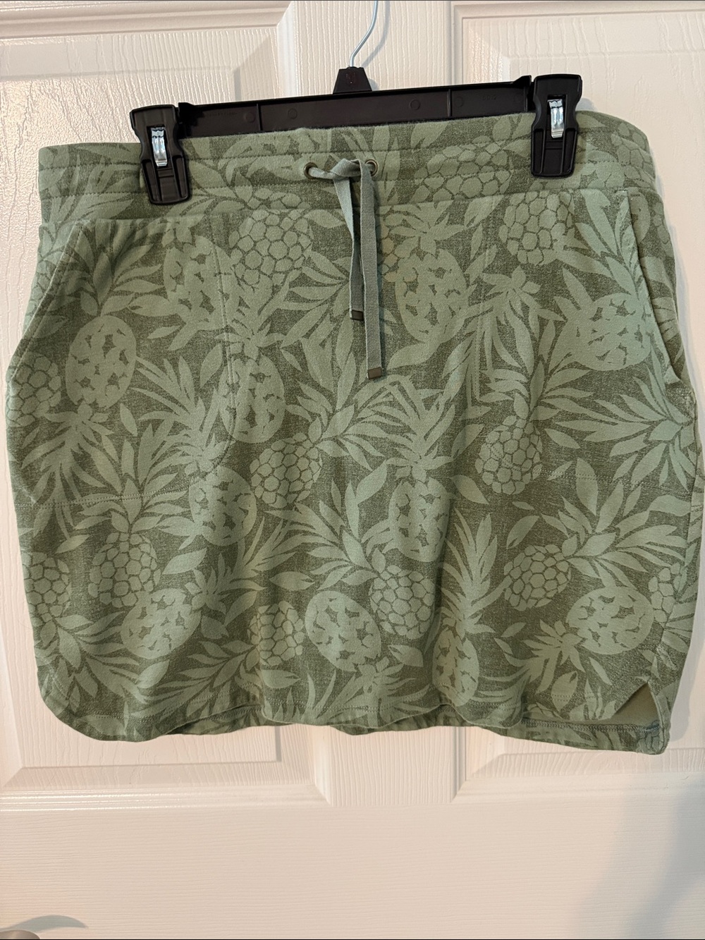 Green Pineapple Print Drawstring Skort